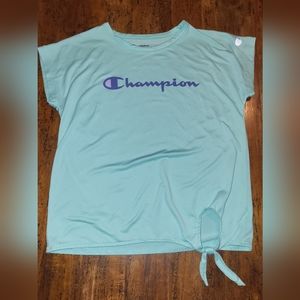 Girls Champion knotted blue t shirt size 7/8 like new